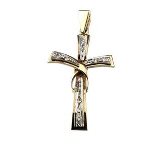 14K Yellow Gold Diamond Cross Pendant #23645